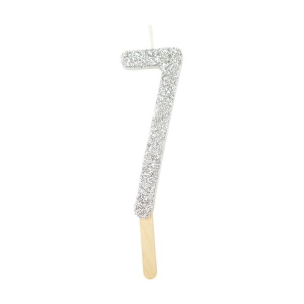 Number Candle - 7 - Glitter Silver